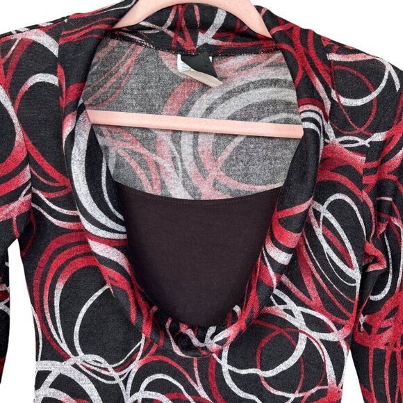 Wrapper Womens Cowl Neck Top Size S Abstract Eclectic Maximalist Artsy 90s Bold - Picture 3 of 7